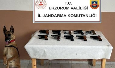 Oltu’da Ruhsatsız 10 Tabanca Ele Geçirildi